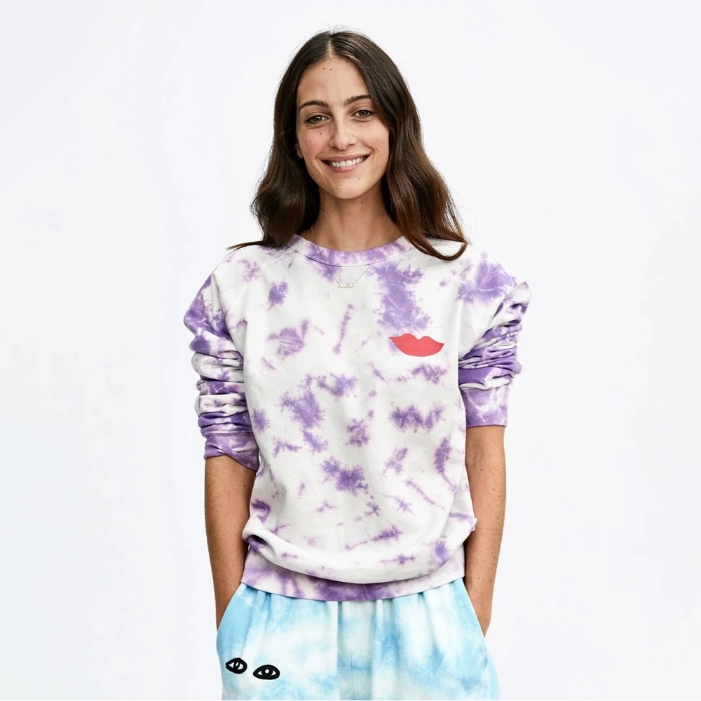 Brand New Claire V Poppy Tie Dye XL Crew Neck Sweater purple SO SOFT ๐ - Picture 12 of 13